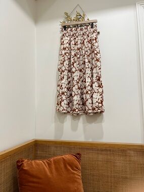 Rust & Cream Floral Summer Skirt